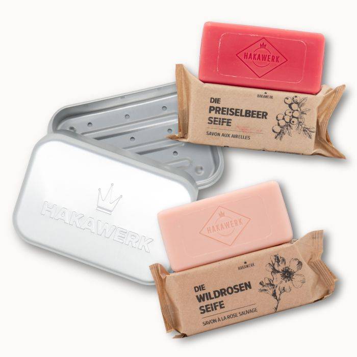 Lot 2 savons avec boîte à savon