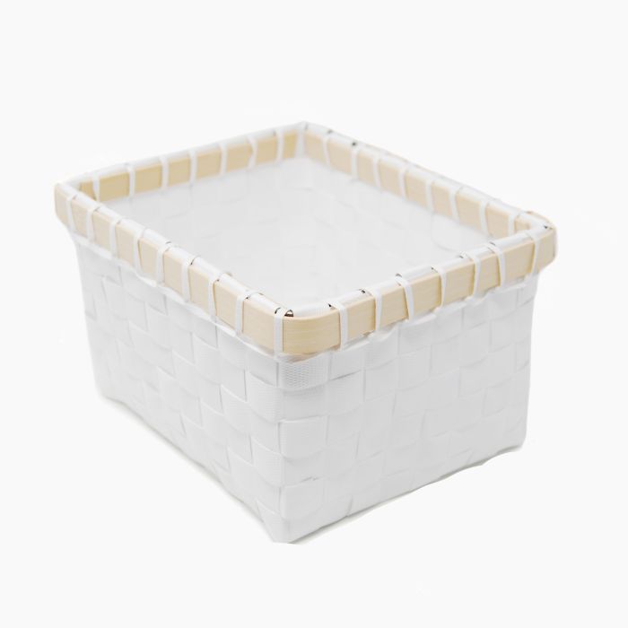 Panier blanc, cadre bambou
