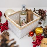 Panier blanc, cadre bambou